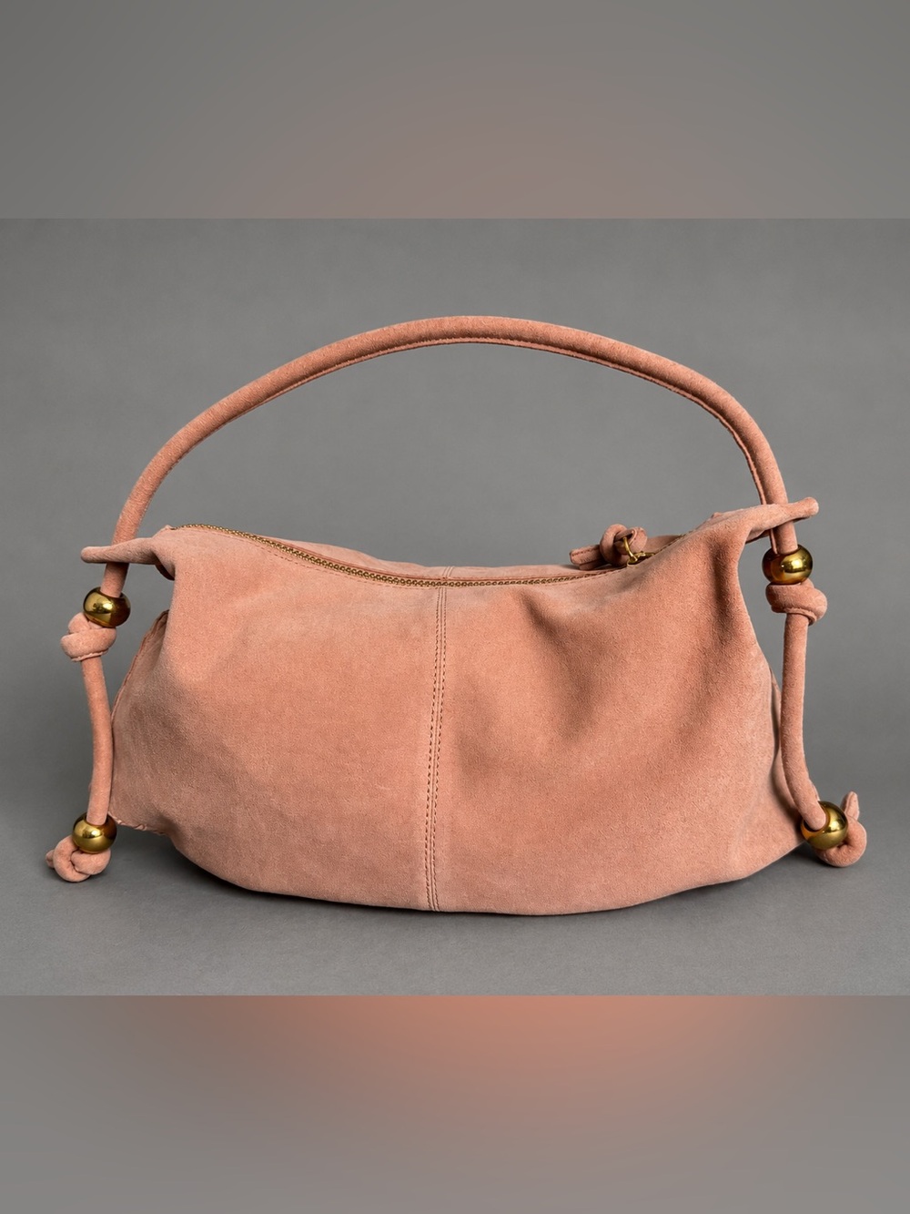 NWOT HM Premium Soldout Boho Chic Suede Hobo Shoulder Bag Dusty Rose Blush